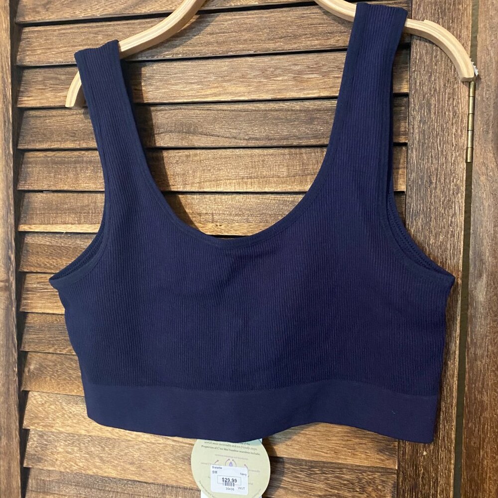 C'est Moi Ribbed Reversable Bamboo Bralette "Navy"